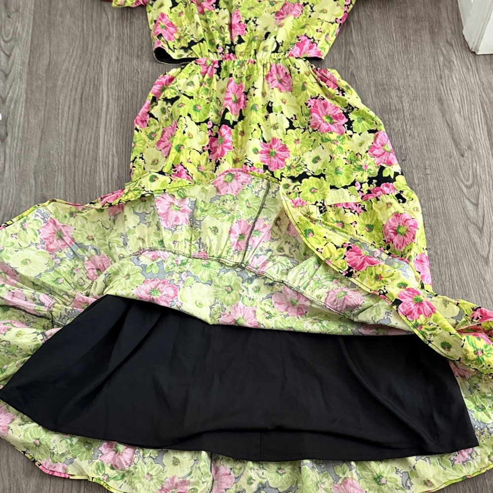 Wayf Vibrant Floral Maxi Dress in Green and Pink - Picture 7 of 8